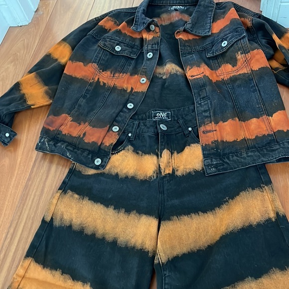Black and Orange Denim Set - Picture 4 of 6